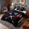 thumbnail image 3 of Erosebridal USA Lacrosse Twin Comforter Sets, Sport Bedding Set for Men and Boys, Black Reversible 2 Pieces, 1 Comforter and 1 Pillowcase, 3 of 6