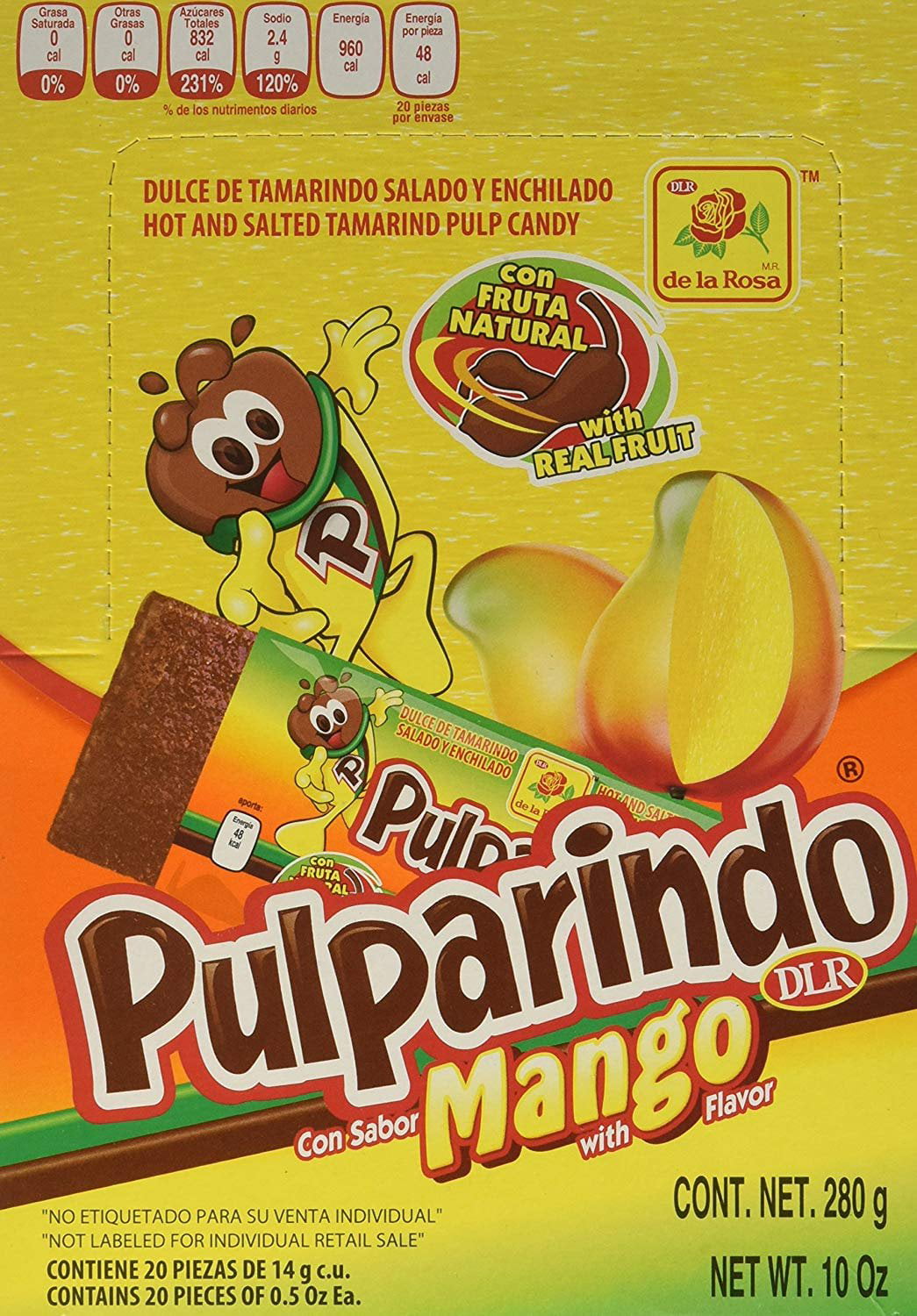 كل عام ذرية سنوي  Mexican Candy Pulparindo Mango Flavor De La Rosa Dulces De Mexicana 20  Piece Pack - Walmart.com