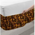 thumbnail image 2 of Floral Bed Skirt, Rhythmic Eastern Style Motif Vivid Folk Art Illustration Print, Elastic Bedskirt Dust Ruffle Wrap Around for Bedding Decor, 4 Sizes, Black Orange, by Ambesonne, 2 of 2