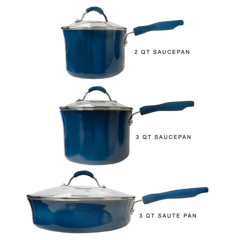 Denmark Tools for Cooks 10 Piece Cookware Set Non-Stick Aluminum  Ultra-Durable Dishwasher and Oven Safe Cobalt Blue 