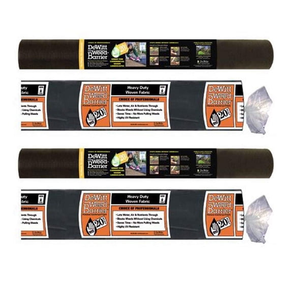 Dewitt 2-Pack 20 Year Weed Barrier Fabric 4.1 oz, 3 x 100 Feet  Heavy-Duty Woven Landscape Ground Cover for Gardens, Greenhouses, Outdoor Displays, Slopes, and Long-Term Weed Control