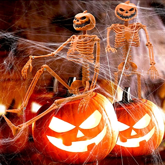 Event Party Decor Halloween Skeleton House Decoration And Layout Props Pumpkin Head Activity Skeleton Simulation Human Skeleton 2pc/4pc