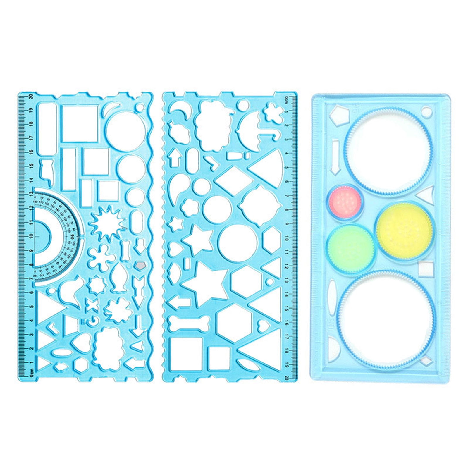 TIERPOP 3Pcs Drawing Rulers Scrapbooking Stencils Hollow-out Kaleidoscope Templates Handy Drafting Tool for Boys Girls School