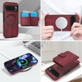 thumbnail image 4 of ELEHOLD Case for Google Pixel 9 Pro XL, 2-in-1 Magnetic Shockproof Leather Wallet Flip Case Cover, Detachable Card Holder with Stand,Winered, 4 of 5