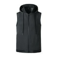 thumbnail image 3 of Bcfgryg Men Solid Color Hooded Sleeveless Vest Fitness Jacket Casual Loose Sports Breathable Comfortable Trendy Jacket Mens Coats Gray S, 3 of 5