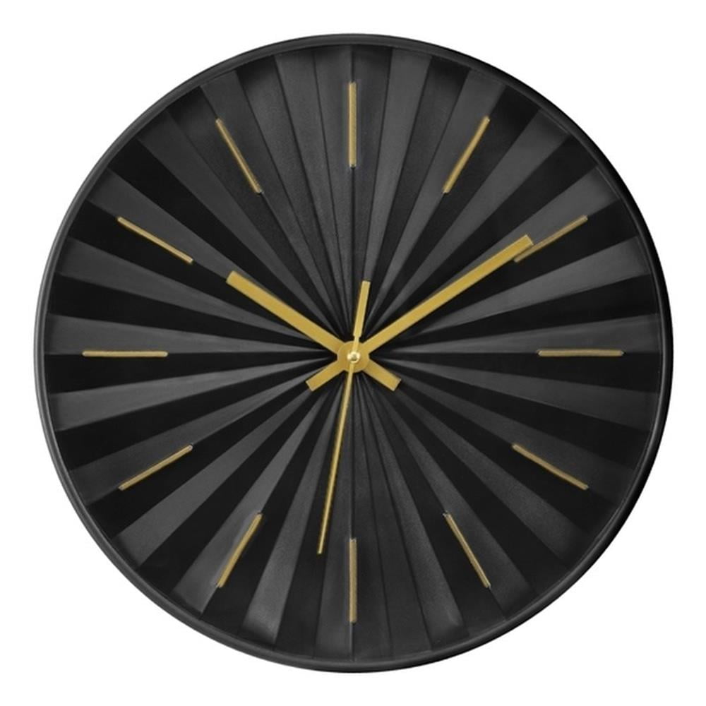 Pemberly Row 12 Round Modern Wall Clock in Black with Starburst Design