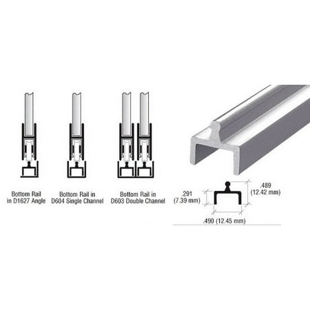 

CRL D601BA Brite Anodized Aluminum Single Bottom Rail 144 Stock Length