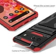 thumbnail image 4 of Feishell for Google Pixel 6 Wallet Case Credit Card Holder Stand Kickstand Rugged Hard PC + Soft TPU Shockproof Heavy Duty Defender Armor [Military Grade Protection] Grip Phone Case, Red, 4 of 9