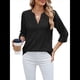 thumbnail image 3 of Blusas Casuales con Cuello en V y Ojales Bordados para Mujer, Blusas Playeras Elegantes. Negro XXL, 3 of 10