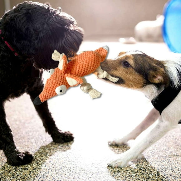 CBFFDC Tear-resistant Dog Toys Interactive Fox Plush Dog Toy Cleaning Bite Resistant Toy Built in Sound Educational Interactive Plush Pet Supplies