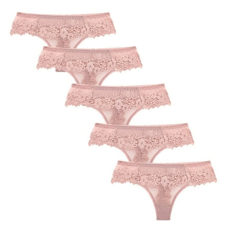 

ZHUASHUM Women Low Waist Panties Lace Floral Thong