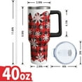 thumbnail image 2 of 40 Oz Christmas Buffalo Plaid Tumbler with Handle & Straw - Insulated Stainless Steel Travel Mug, White Snowflake Design - Holiday Gifts for Men & Women, 2 of 6