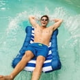 thumbnail image 6 of Big Joe Kona Hammock No Inflation Needed Pool Lounger with Headrest, Americana Nautical Stripe Double Sided Mesh, Quick Draining Fabric, 4 feet Big, 6 of 8
