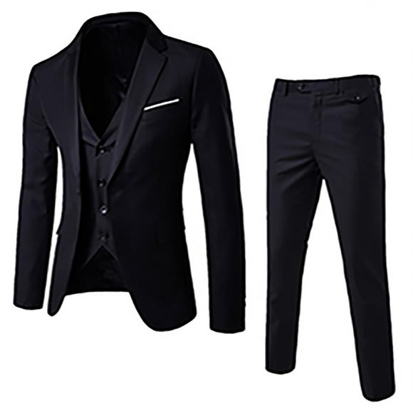 Aqestyerly Men'S Fashion Suit Jacket + Vest + Suit Pants Three-Piece Suit