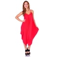thumbnail image 2 of SR Women's Casual Solid Spaghetti Strap Loose Fit Harem Jumpsuit, 1X, Red, 2 of 4