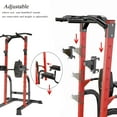thumbnail image 2 of Ainfox Power Tower Multi-Function Home Strength Training Tower Dip Stand Workout Station, Black and Red, 2 of 9
