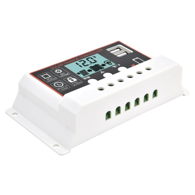 Double Contrôleur de Charge USB, Contrôleur de Panneau Solaire Contrôleur Solaire PWM Intelligent V Contrôleur de Panneau Solaire Finement Réglé Performance