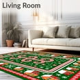 thumbnail image 2 of ODIKA 3'x5' Machine Washable Non-Slip Area Rug, Winter Village Celebration with Gingerbread Houses and Peppermint Accents High Traffic Rug with Pad, Green, 733855, 2 of 8