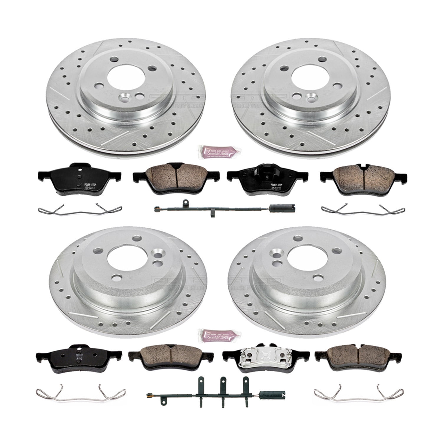 PowerStop Front and Rear Z23 Evolution Sport Carbon-Fiber Ceramic Brake Pad and Drilled & Slotted Rotor Kit Fits: MINI COOPER Select Models K5725