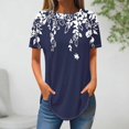 thumbnail image 4 of PEZHADA Blouses pour Femmes Manches 3/4 Mode Féminine Blouse à Manches Courtes Col Rond Hauts Décontractés Blouses pour Femmes Manches Courtes, 4 of 9