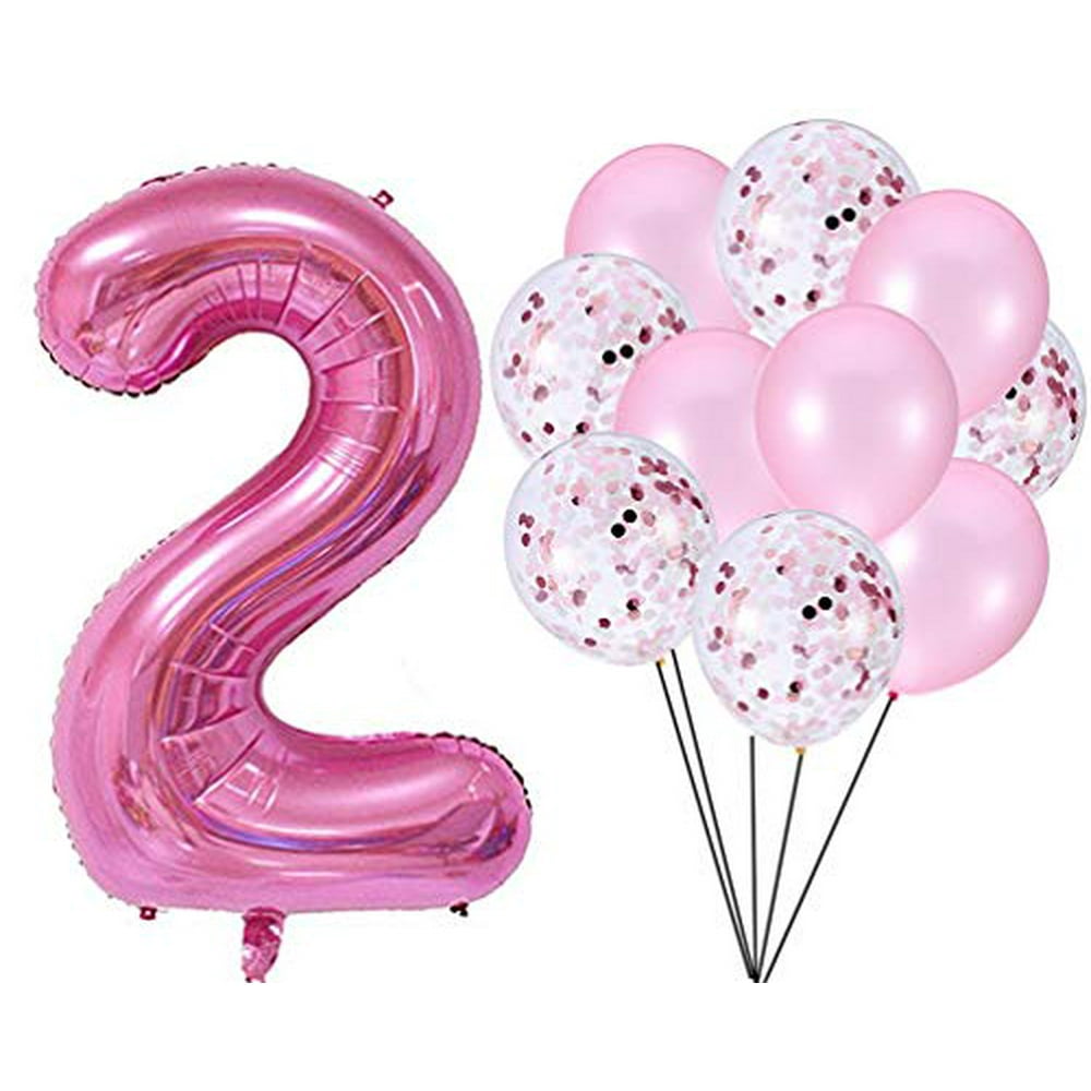 PartyMart Pink Number 2 Balloon Confetti Balloons