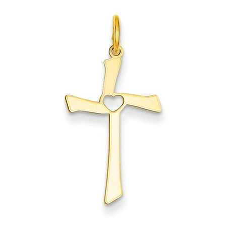 14k Yellow Gold Laser Designed Latin Cross Charm Pendant