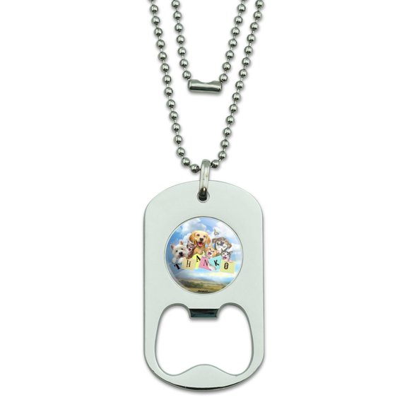Dog and Cat Thanks Thank You Selfie Military Dog Tag Bottle Opener Pendant