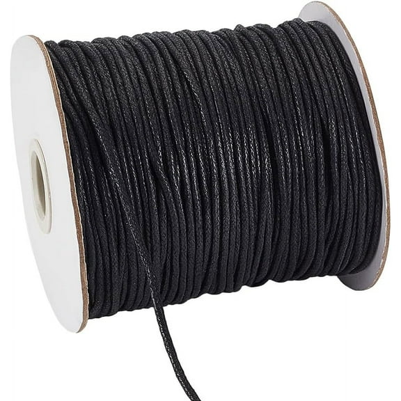 2mm Black Waxed Cord for Jewelry Making 100 Yards Waxed Cotton Cord Thread Beading Cord String for Bracelet Necklace Waist Chain Anklet Macrame Supplies