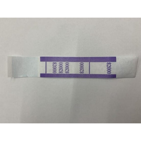 Currency Straps - Self Sealing Money Bands, $2000-Violet, 500 pack, by NF String