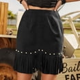 thumbnail image 6 of Fringe Skirt for Women Suede High Waisted Mini Tassel Skirt Western Cowgirl Skirts Country Concert Outfits, 6 of 9