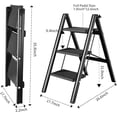 thumbnail image 3 of Folding Small 3 Step Stool for Adults, Portable Anti-Slip Stepladder with Wide Pedals for Home and Kitchen Use, Space Saving - Black (300 lbs), 3 of 5
