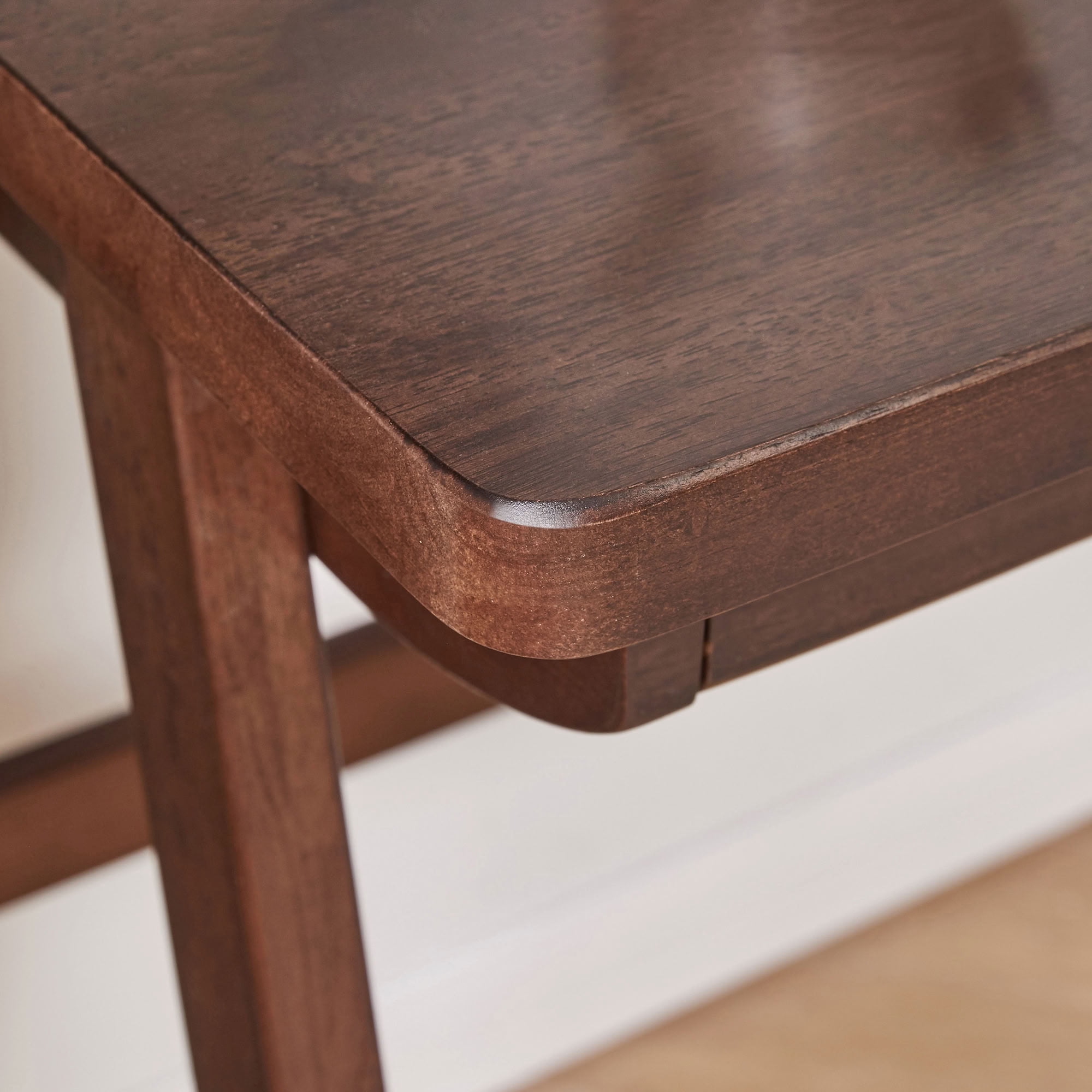 MAYEERTY Solid Rubber Wood Writing Desk with Drawer, Retro Walnut Computer Desk for Home Bedroom Vanity Small Spaces