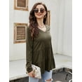 thumbnail image 3 of HA-EMORE Babydoll Tops for Women Solid Color Ruffle Shirts Long Sleeve V Neck Peplum Top Summer Casual T Shirts Swing Tunic Blouse, 3 of 7