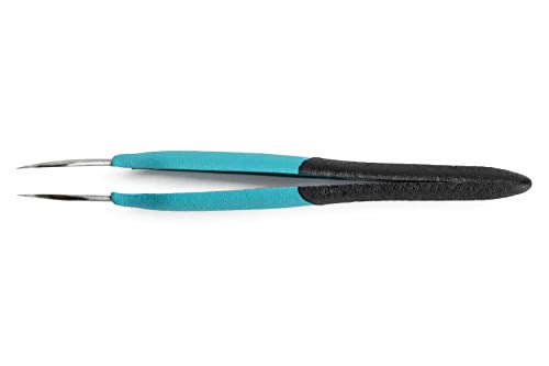 erem e7sa stainless steel curved micro point anti magnetic ergonomic tweezer, 5" overall length