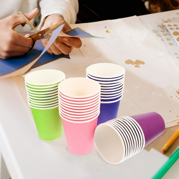 ELAYARD 100Pcs Disposable Use Paper Cups Assorted Color for Crafts Color Your Own Cups