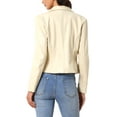 thumbnail image 3 of INSPIRE CHIC Women's Jacket Leather Blazer Long Sleeve Notched Lapel Collar Vintage Moto Biker Vegan Pleather Coat  S White, 3 of 6