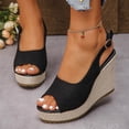 thumbnail image 5 of Taylonsss Women's Fashionable Casual Wedge Sandals for Spring and Summer Plus Size Beach Sandals with Peep Toe and Adjustable Buckle Strap, 5 of 9