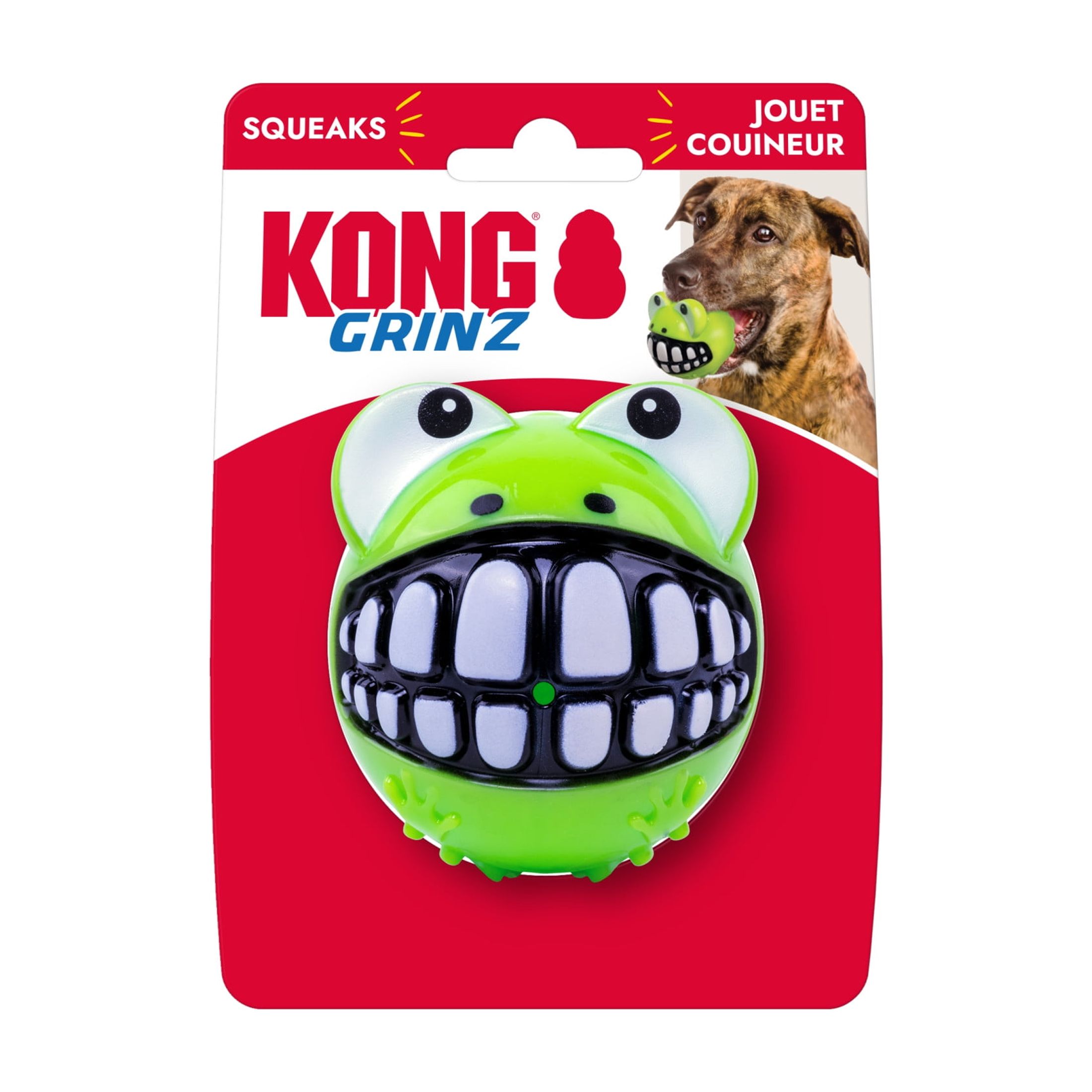 KONG® Grinz Frog Squeaker Ball Dog Toy, Large