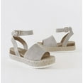 thumbnail image 2 of Soda Topic Grey Casual Rubber Sole Flatform Embellished Wedge Ankle Strap Open Toe (9), 2 of 2