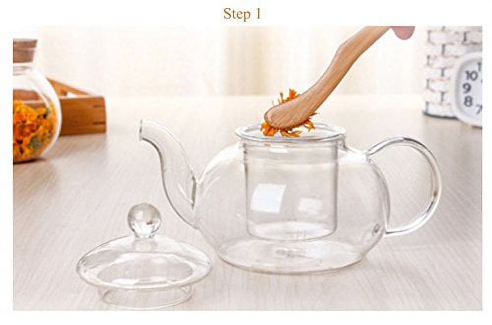 600ml / 21oz Borosilicate Teapot Scented Tea Infuser Heat Resistant Teapot Set For Tea Display, Scented Tea, etc - image 3 of 4