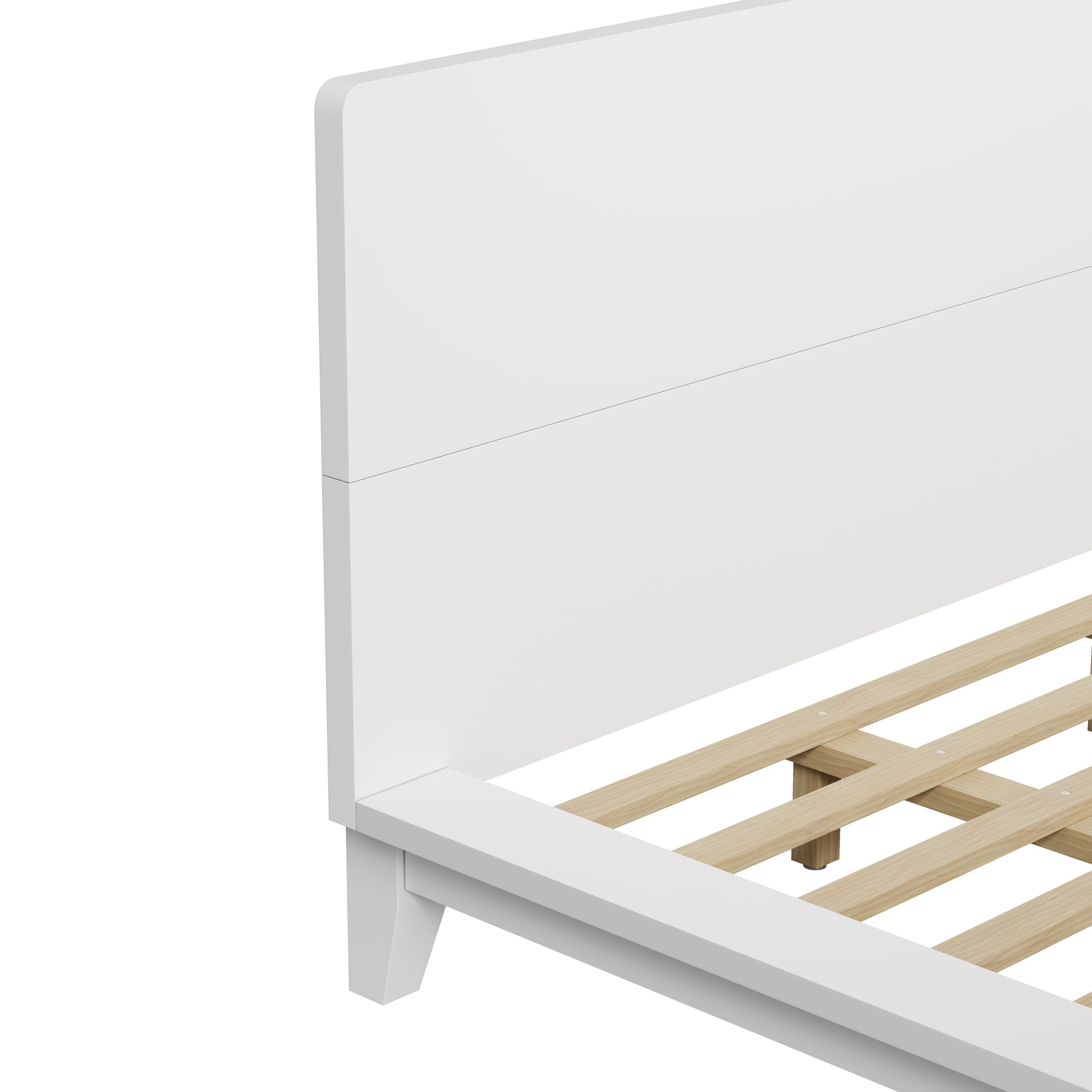 Alvantor King Bed Frame with Headboard, Platform Wood Slat Support, No Box Spring Needed, White