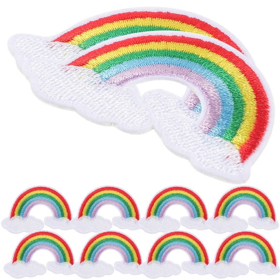 FELTECHELECTR Cute Applique Patches Decorative Patches Rainbow Embroidered Applique 10Pcs 1.8x1.4in