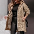 thumbnail image 2 of XPMWRP Women's Patchwork Hooded Jackets Solid Color Fashion Long Sleeve Loose Jacket Winter Warm Casual Zip Up Coats with Pockets Brown XL, 2 of 9