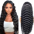 thumbnail image 1 of Uesoels Pelucas delanteras de encaje de onda profunda suelta de 32 pulgadas Peluca de cabello humano frontal de encaje transparente 13X4 Pre arrancado con pelo de bebé Pelucas de cabello humano virgen, 1 of 1