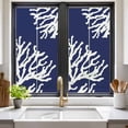 thumbnail image 2 of Coral Navy Blue Window Privacy Film, Coastal Ocean Marine Nautical Beach Static Cling UV Sun Blocking Heat Control Window Tint Day and Night, Non-Adhesive One Way Windows Privacy Cover 17.7''x39.3'', 2 of 7