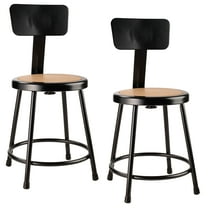 (Pack of 2) NPS 18" Heavy Duty Steel Stool With Backrest, Black
