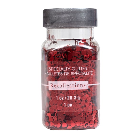Recollections Red Open & Closed Heart Shaped Specialty Glitter, 12 Pack
