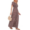 thumbnail image 6 of LUSMAY Women's Summer Casual Floral Print Party Wrap Maxi Dresses Short Sleeve A Line Long Tiered Sun dress, 6 of 7