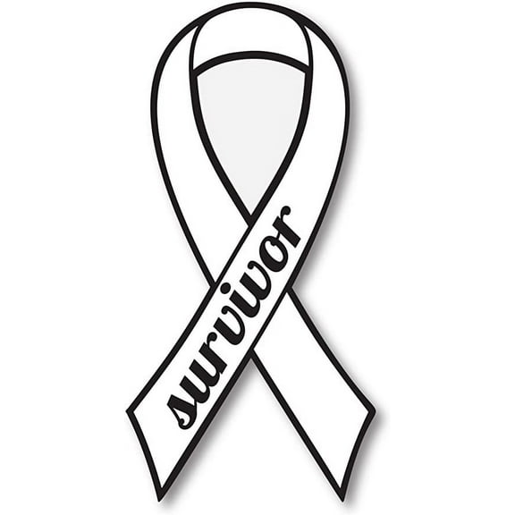 White Lung Cancer Survivor Ribbon Car Decal 7"