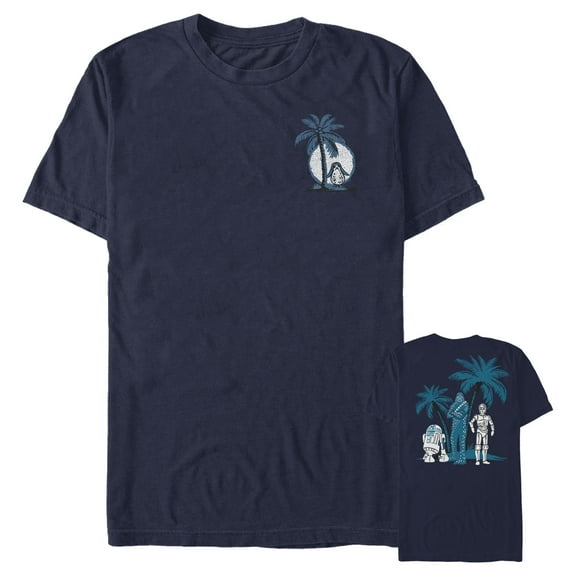 Men's Star Wars The Last Jedi Tropical Sidekicks Graphic Tee Navy Blue 3X Large